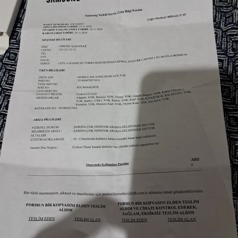 Garanti Kapsamındaki Cihaz İçin Ücret Talebi Sorunu