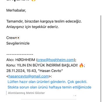 Geciken Sipariş Ve İletişim Sorunları