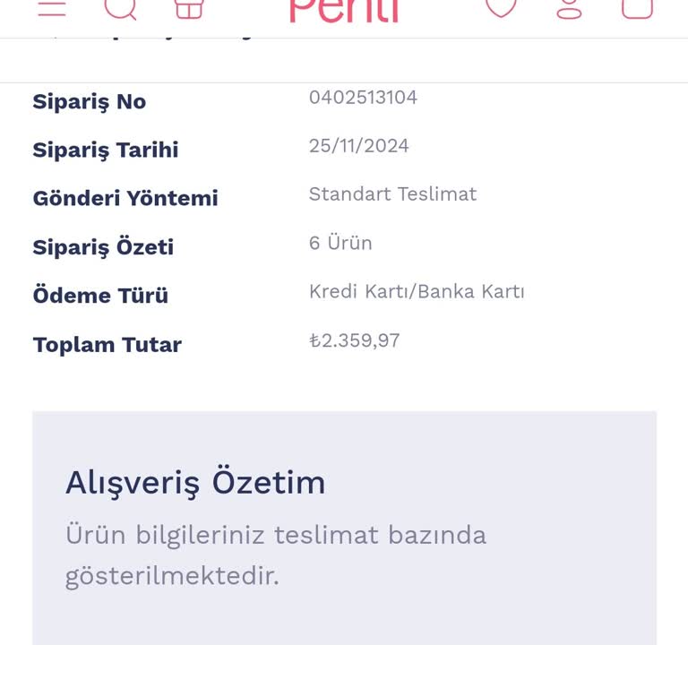 Penti Siparişimde Uzun Süreli Gecikme