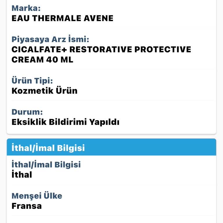 Avéne Cicalfate Kremi İçin Eksik Beyan Sorunu!