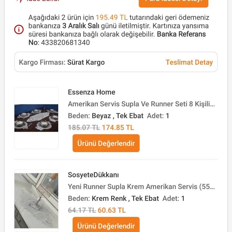 Yanlış Ürün Gönderimi Ve Eksik Ücret İadesi