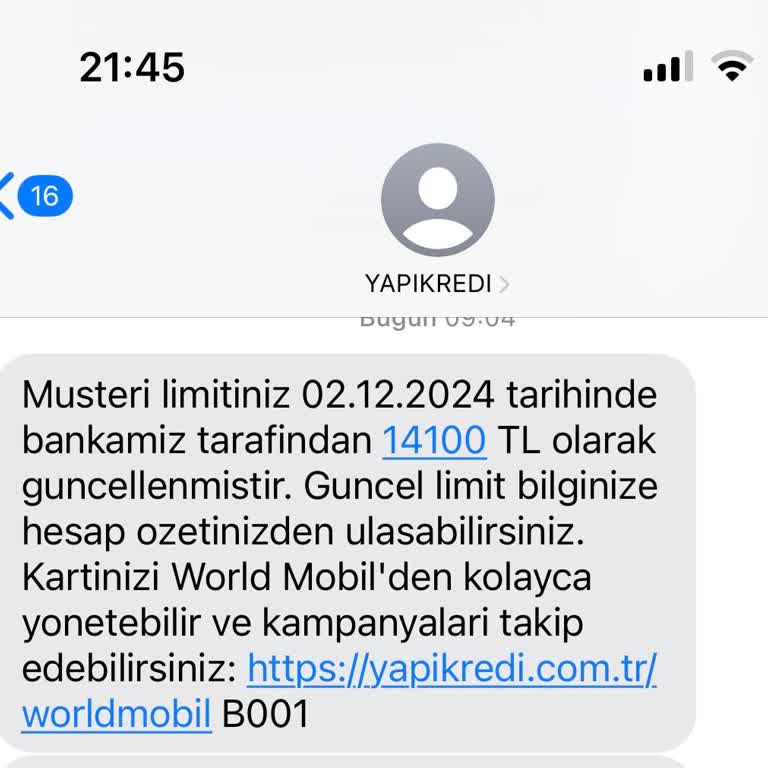 Kart Limitimin Habersiz Düşürülmesi