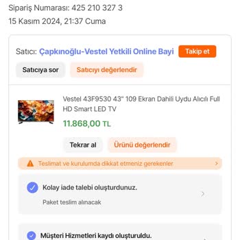 Vestel TV Teslimatında Teşhir Ürün Şoku