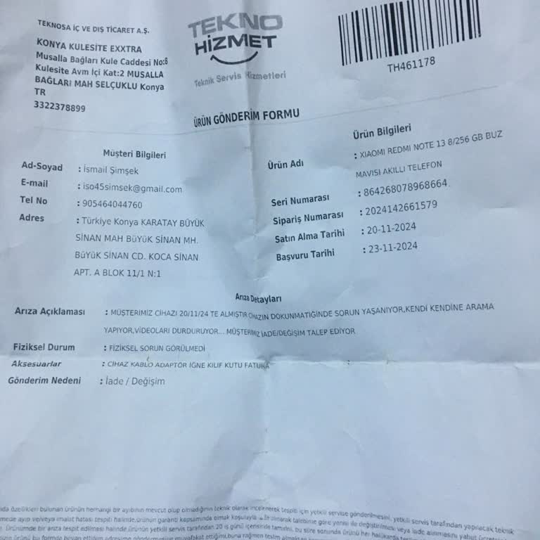 Teknosa'da İade Süreci Ve Müşteri Hizmetleri Sorunu