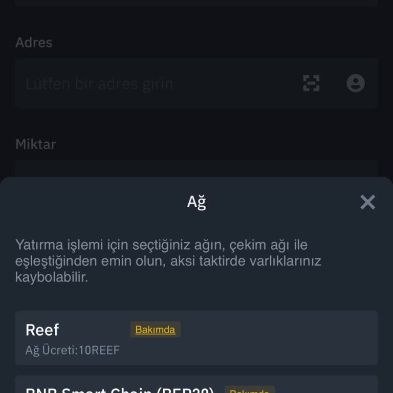Binance TR'de Reef Coin Transfer Engeli