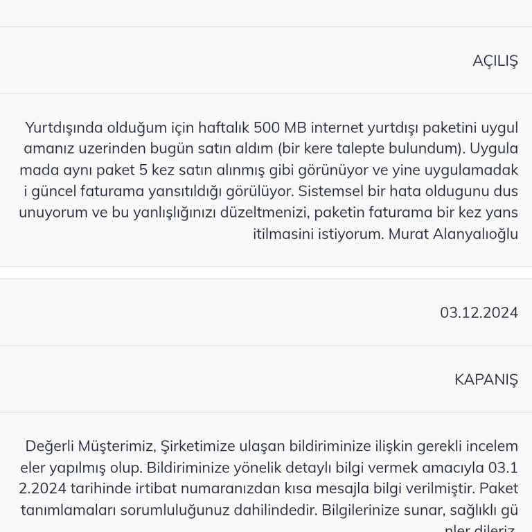 Yanlış Faturalandırma İle Karşılaşan Müşteri Mağduriyeti