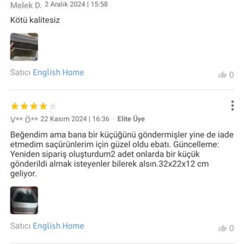 Yanlış Ürün Boyutu Ve Güvensiz Hizmet