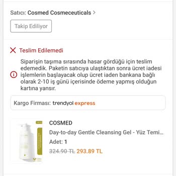 Cosmed Ve Trendyol'dan Tekrarlayan Kargo Sorunu
