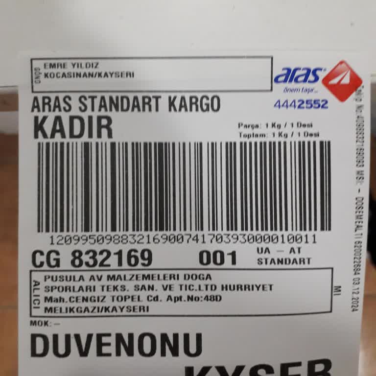Aras Kargo Döşemealtı Şubesi'nde Hizmet Sorunu