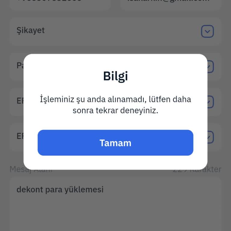 Eksik Bilgi Nedeniyle İşlem Aksaklığı