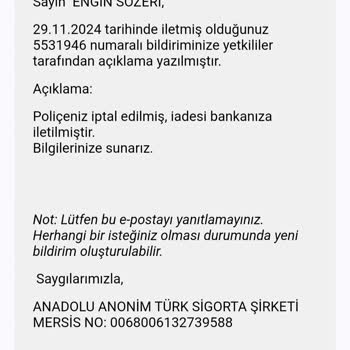 Poliçe İptalinde Ücret İadesi Sorunu