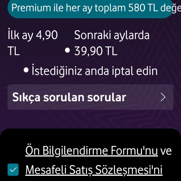 Vodafone Yanımda Premium Üyelik Sorunu