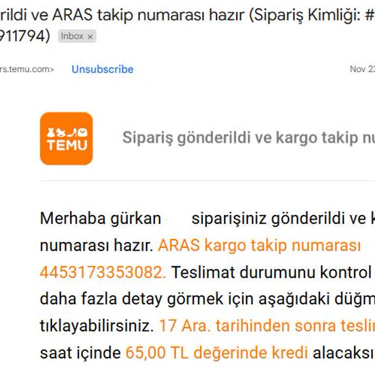 Aras Kargo Takip Numarası Sorunu