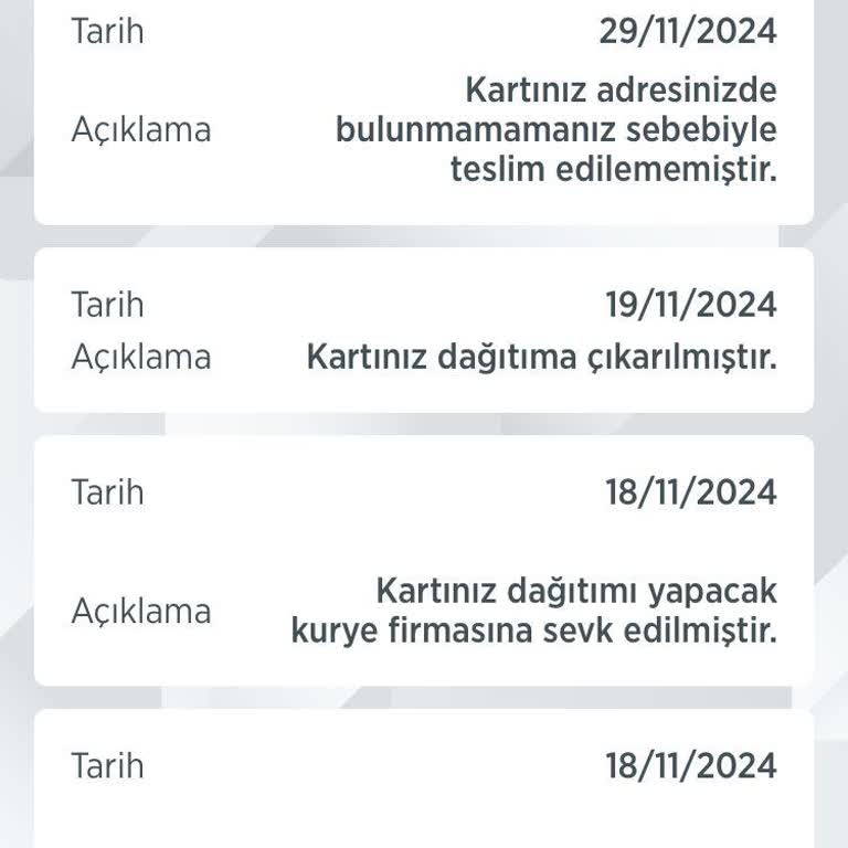 Kart Teslimatı Ve Müşteri Hizmetleri Sorunu