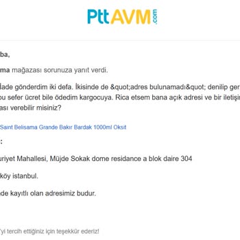 PTTAVM'den İade Sürecinde Adres Karmaşası Ve Müşteri Hizmetleri Sorunu