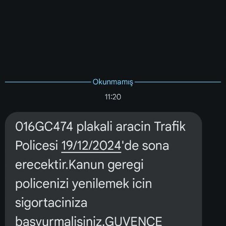 Yanlış Kişiye Gönderilen Trafik Poliçesi Bildirimi