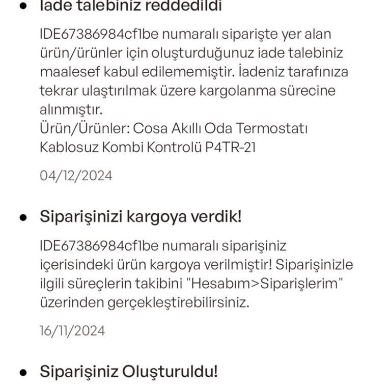 Kargo Sorunu Ve İade Talebi Reddedilen Müşteri Mağduriyeti