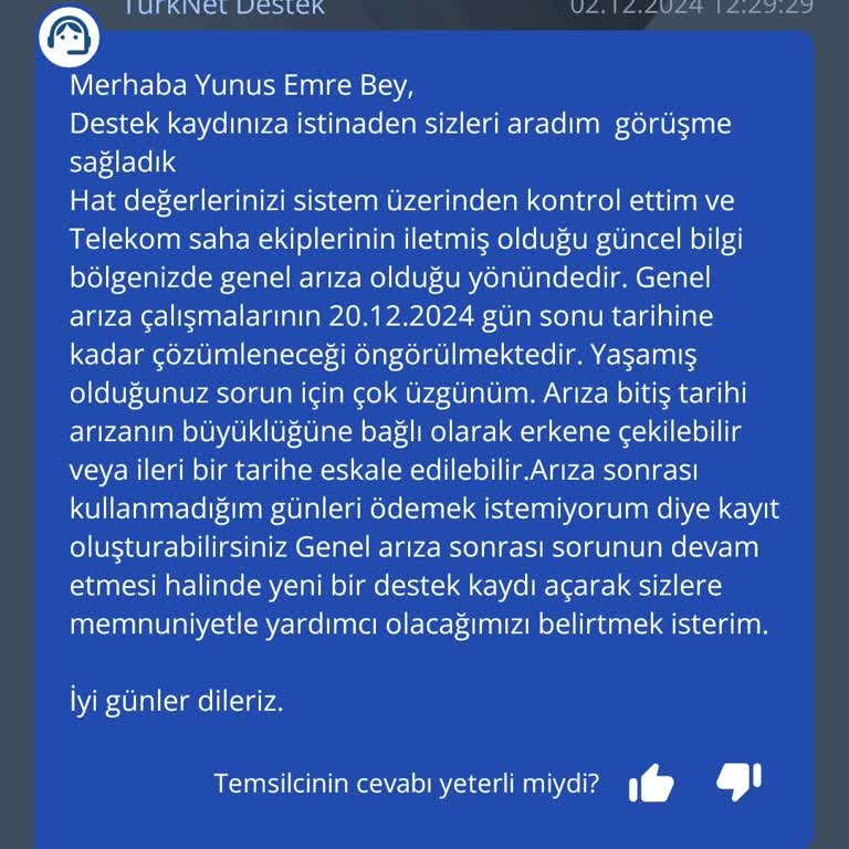 Uzun Süreli İnternet Kesintisi Ve Fatura Endişesi