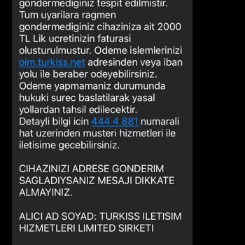 Almadığım Modemin Ücreti Hakkında Bilgilendirme