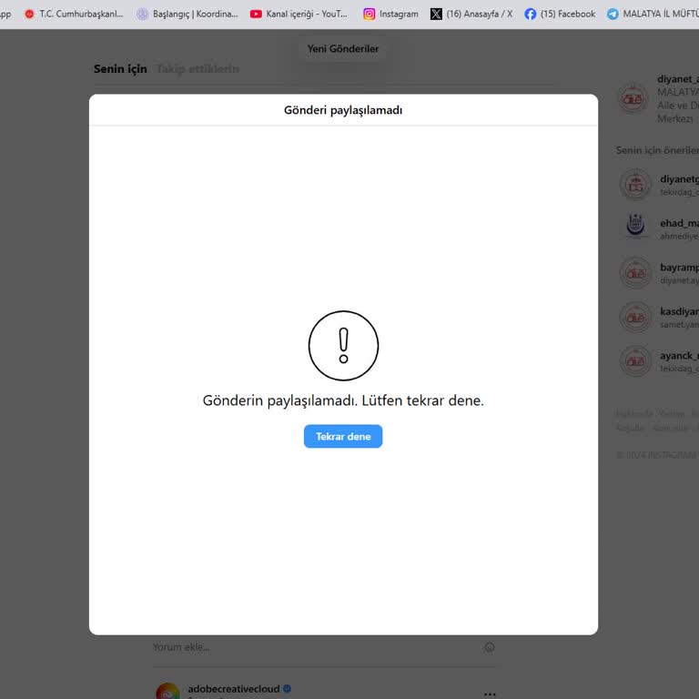 Instagram Paylaşımlarında Sürekli Başarısızlık Hatası