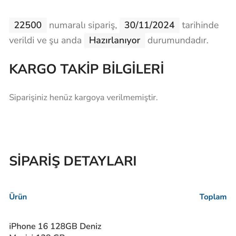 Siparişin Kargoya Verilmemesi Ve İletişim Sorunu
