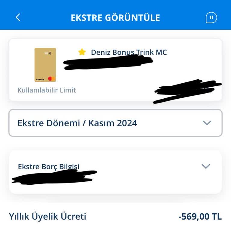 Denizbank Kart Aidatının İadesi Talebi