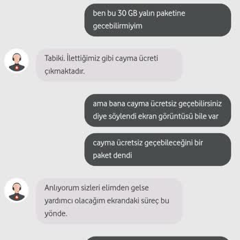 Vodafone'dan Çelişkili Paket Bilgilendirmesi