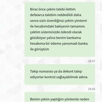 Ödeme Yapılmayan Çekim Talepleri