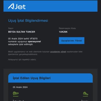 Ajet Firması Yüzünden Mağduriyet: Uçuş Saati Değişikliği