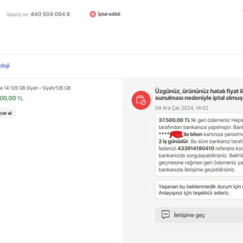 Hatalı Fiyat Mağduriyeti: Hepsiburada'dan Beklenmedik İptal