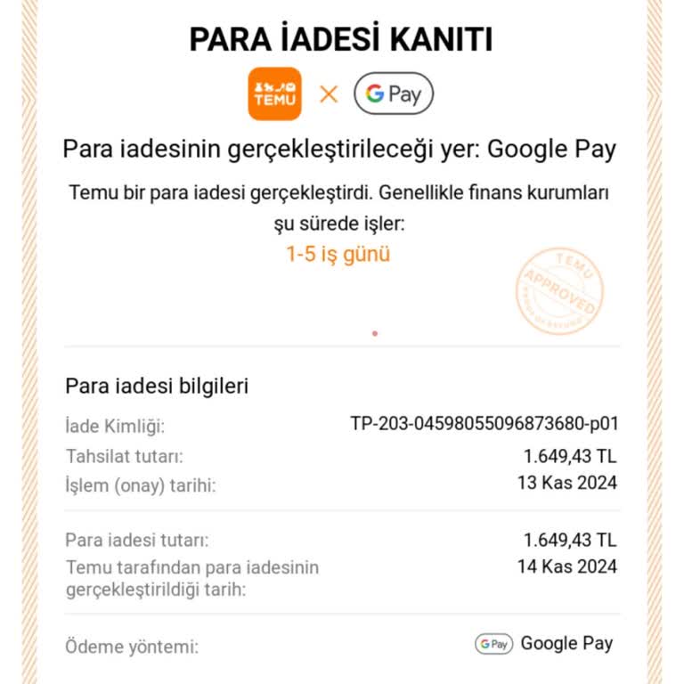 Temu'dan Yapılan Para İadesi Hâlâ Hesabımda Yok