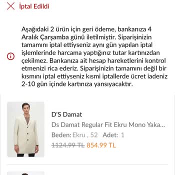 Sipariş İptali Ve Fiyat Artışı Mağduriyeti