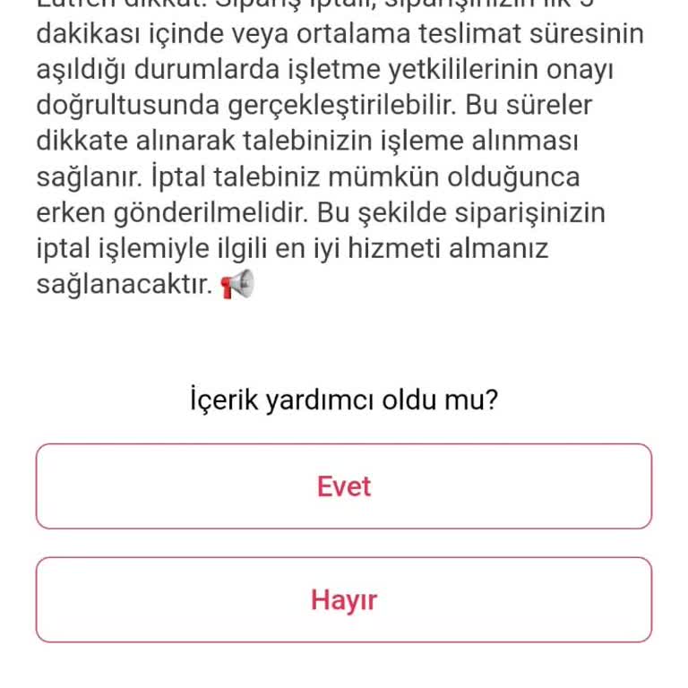 Hızlı İptal Sözüne Uymayan Sipariş Süreci