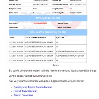 Kargo Teslimatında Yaşanan Sorunlar