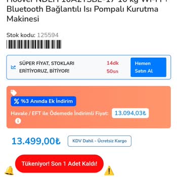 Hoover Kurutma Makinesi Teslimat Sorunu Ve İletişim Eksikliği