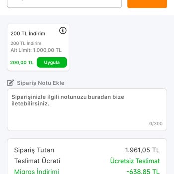 Migros Sanal Market'te İndirim Kuponu Sorunu