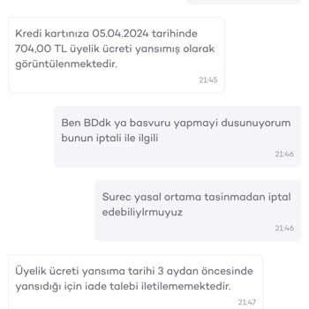 Kredi Kartı Aidatı İadesi Konusunda Yetersiz Destek