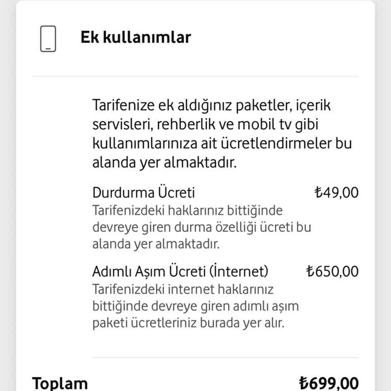 Vodafone'da Beklenmedik Kullanım Kesintisi Ve Aşım Sorunu