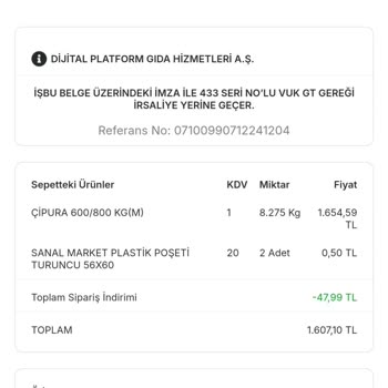 Migros Sanal Market'te Temizlenmemiş Çipura Balığı Sorunu