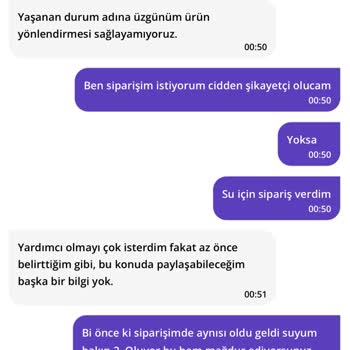 Getir'de Eksik Su Siparişi Ve Yetersiz Destek