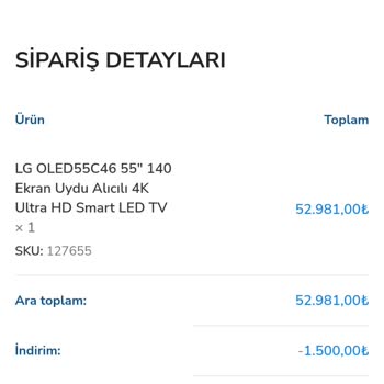 Kasım Ayı Kampanyasında Sipariş Edilen LG TV'nin Gönderilmemesi Ve İade Süreci