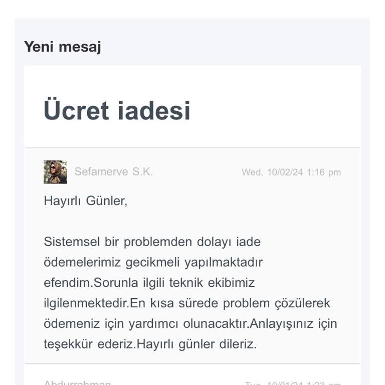 İade Edilmeyen Para Ve Yanıtsız Mesajlar