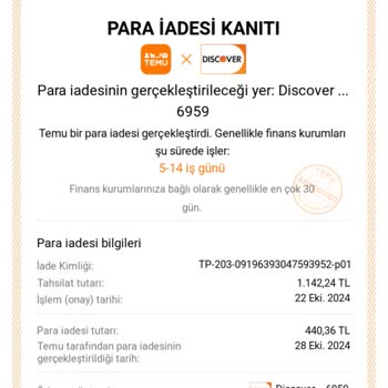 Temu'dan İptal Edilen Ürün İçin Geciken Para İadesi