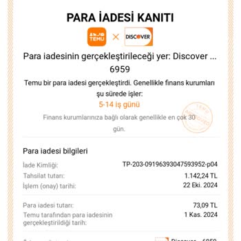 Temu'dan İptal Edilen Ürün İçin Geciken Para İadesi