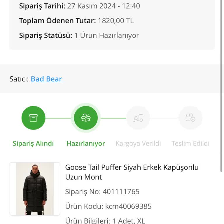 Bad Bear Geciken Sipariş Ve İletişim Eksikliği
