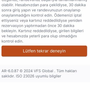VFS Global Vize Randevu Sisteminde Ödeme Hatası