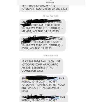 Nilüfer Turizm'den İptal Edilen Biletin İadesi Yapılmıyor