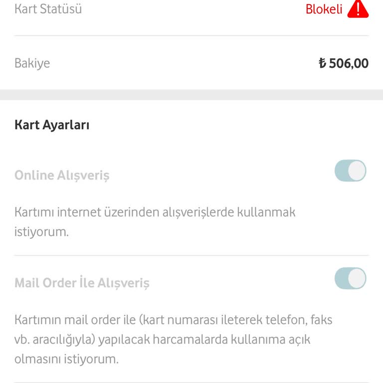Bloke Olan Vodafone Pay Kart Ve Ulaşılamayan Para