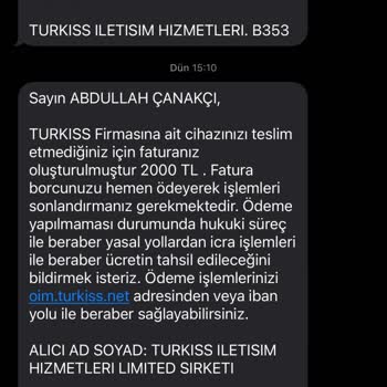 Turkiss'in Yanlış Faturalandırma Ve İletişim Eksikliği Sorunu