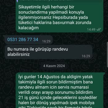 İpek Mobilya'dan Alınan Üründe Uzun Süreli Servis Sorunu